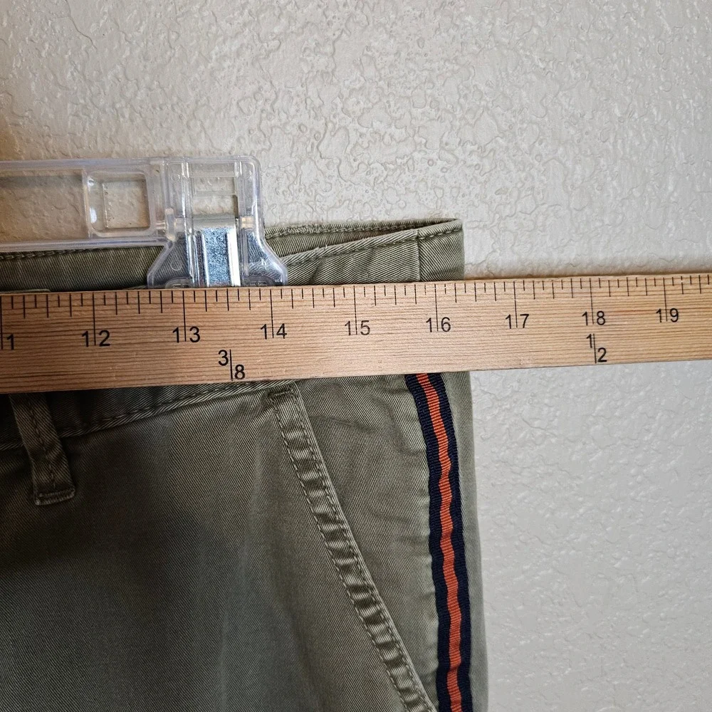 CHINO by Anthropologie Olive Green Relaxed Fit Pants Navy/Orange Side Stripe 30 - Picture 5 of 9